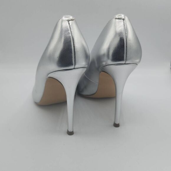 Steve Madden Evelyn Silver Stiletto Heeled Pointed Toe Slip On Dress Pumps Sz 9 - Picture 4 of 11